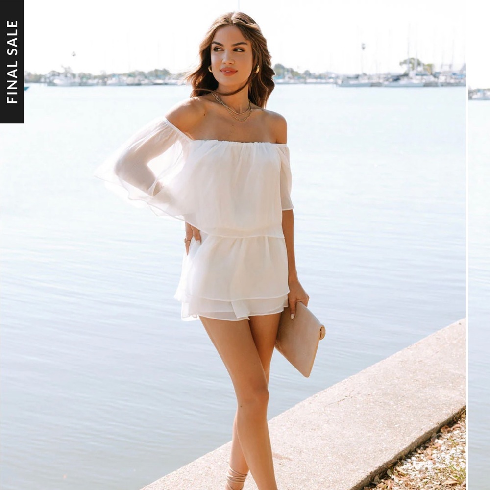 Beautiful white chiffon romper.